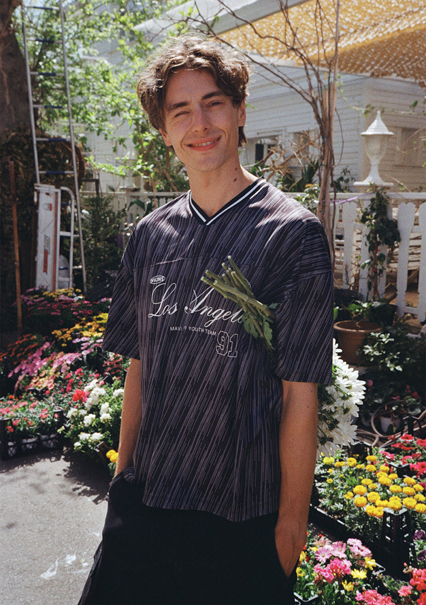  Mavi Los Angeles Baskılı Siyah Forma Tişört Oversize / Geniş Kesim 0612761-90556