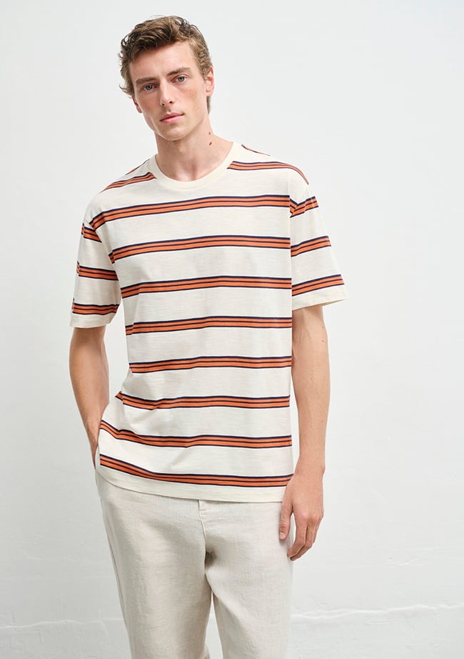  Mavi Çizgili Tişört Loose Fit / Bol Rahat Kesim 0612947-70056