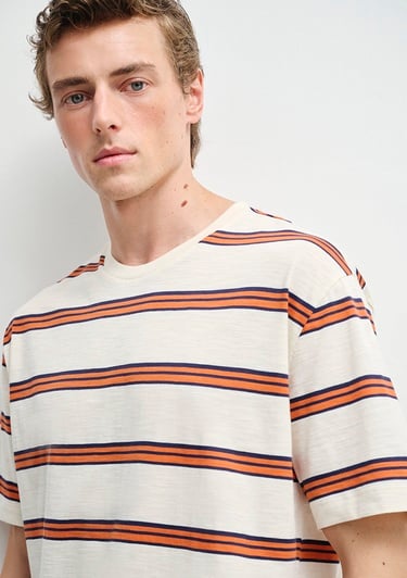  Mavi Çizgili Tişört Loose Fit / Bol Rahat Kesim 0612947-70056