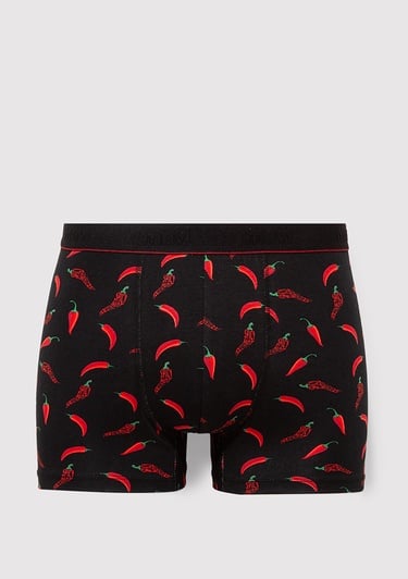  Mavi Biber Baskılı Siyah Boxer 0911980-900