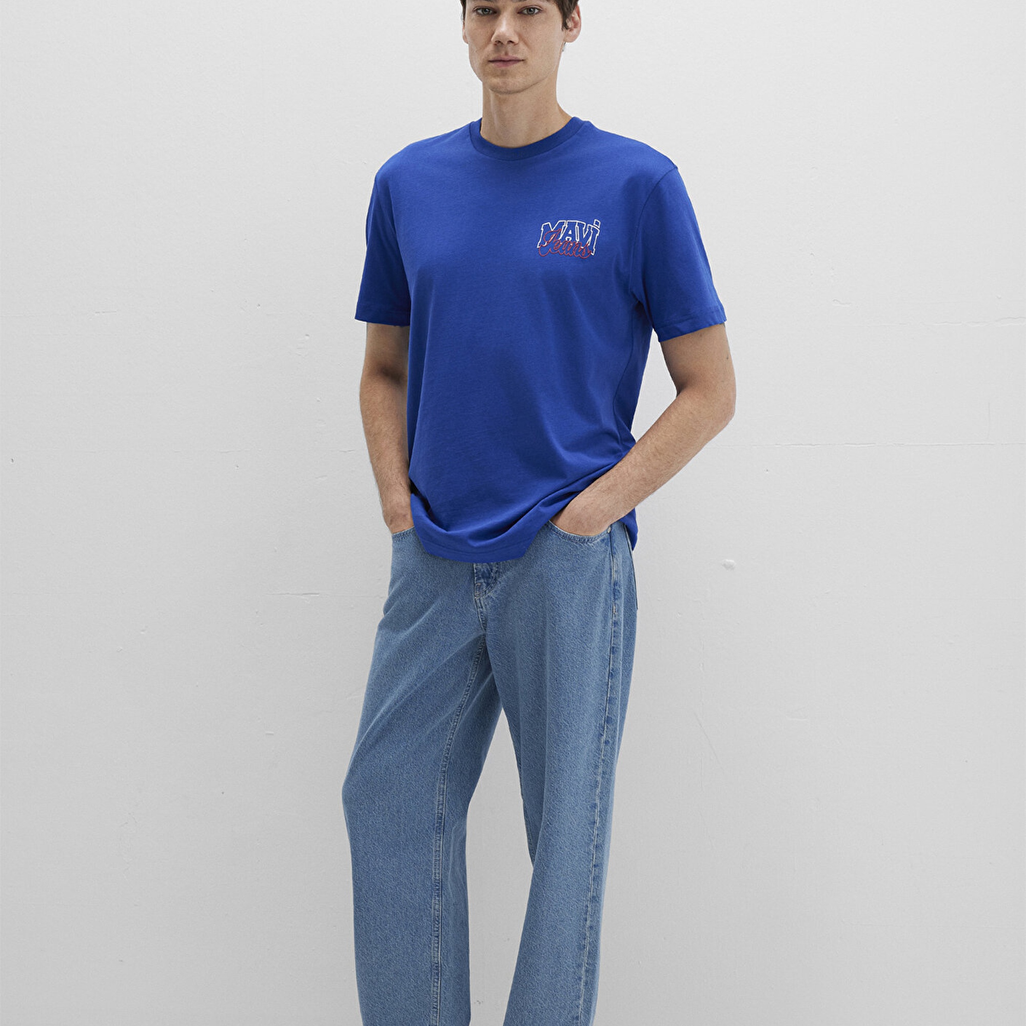 Mavi Mavi Jeans Baskılı Mavi Tişört Loose Fit / Bol Rahat Kesim 0612937-70907