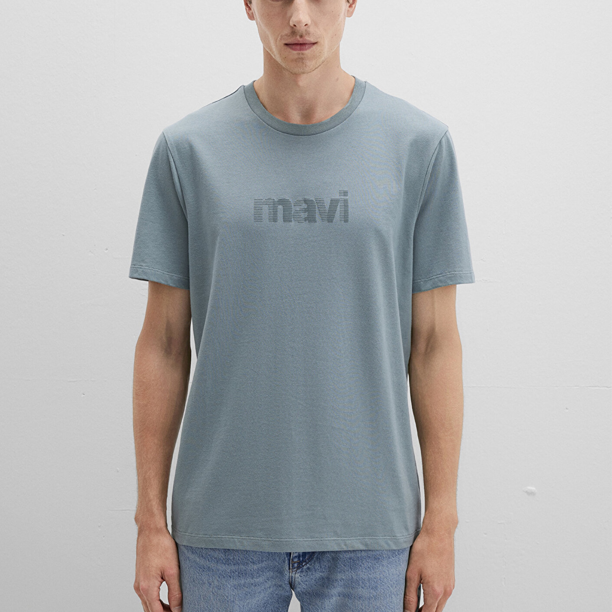 Mavi Mavi Logo Baskılı Mavi Tişört Regular Fit / Normal Kesim 0612936-70118