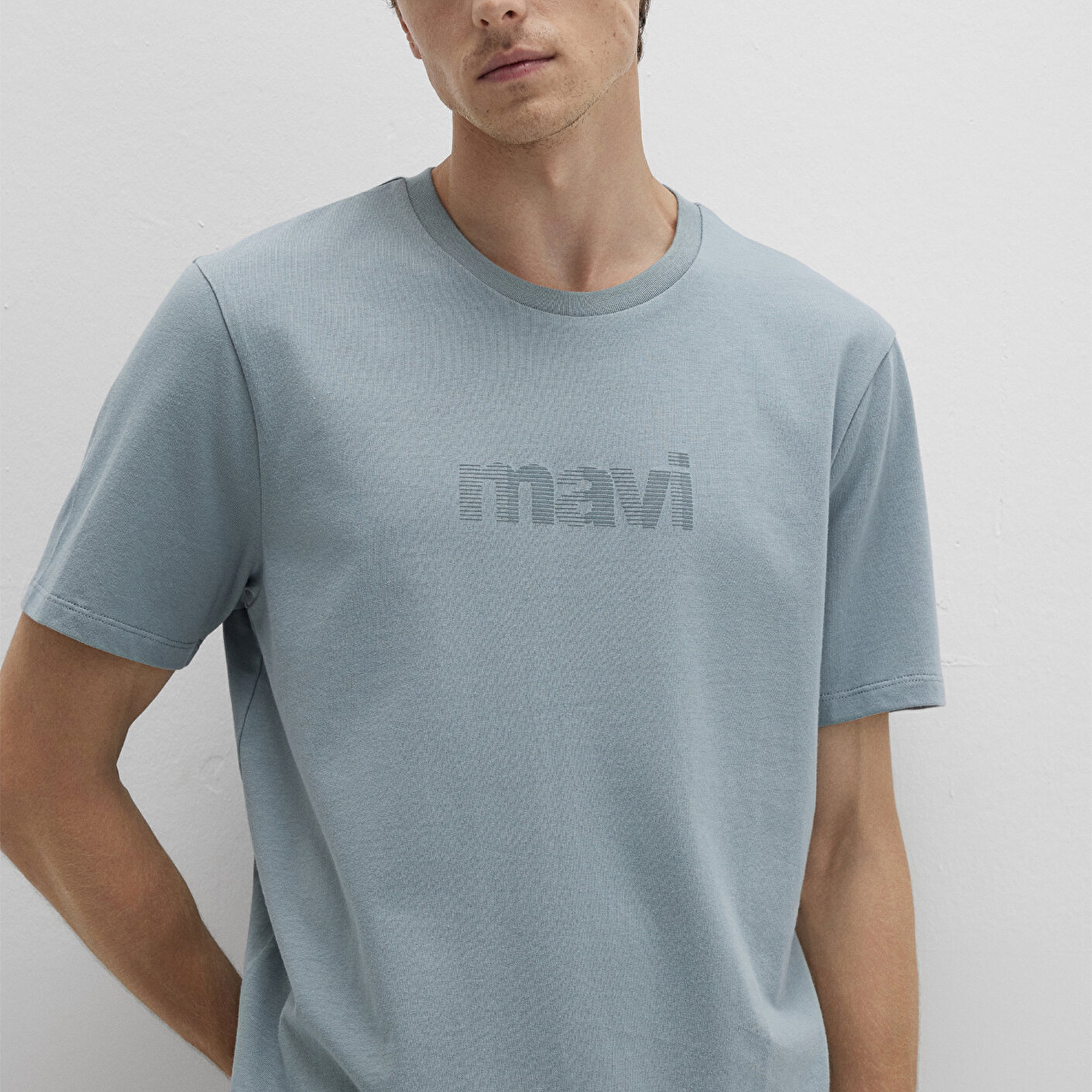 Mavi Mavi Logo Baskılı Mavi Tişört Regular Fit / Normal Kesim 0612936-70118