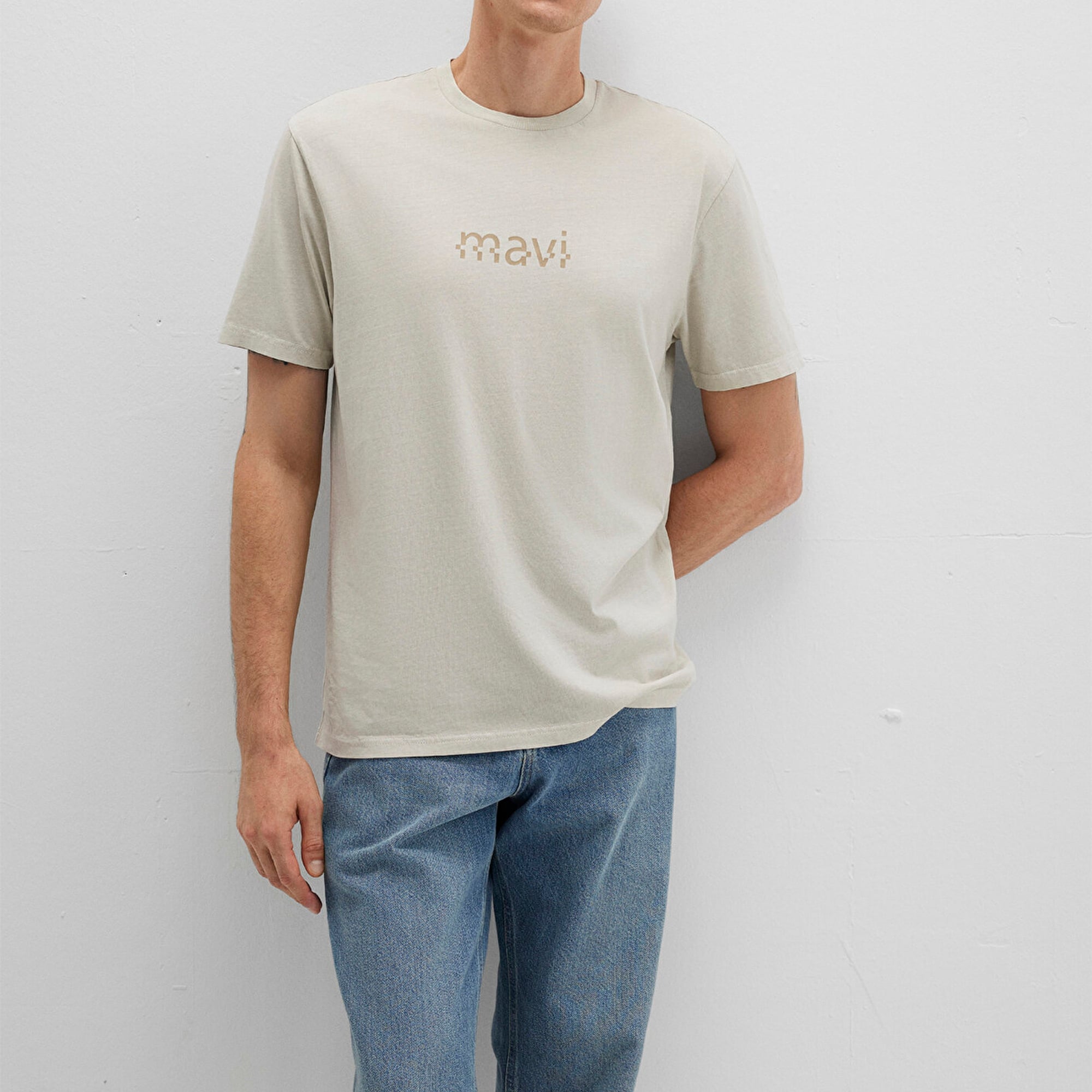 Mavi Mavi Baskılı Bej Tişört Loose Fit / Bol Rahat Kesim 0612933-70134