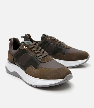  Erkek Süet Deri Haki Hafif Tabanlı Spor Ayakkabı