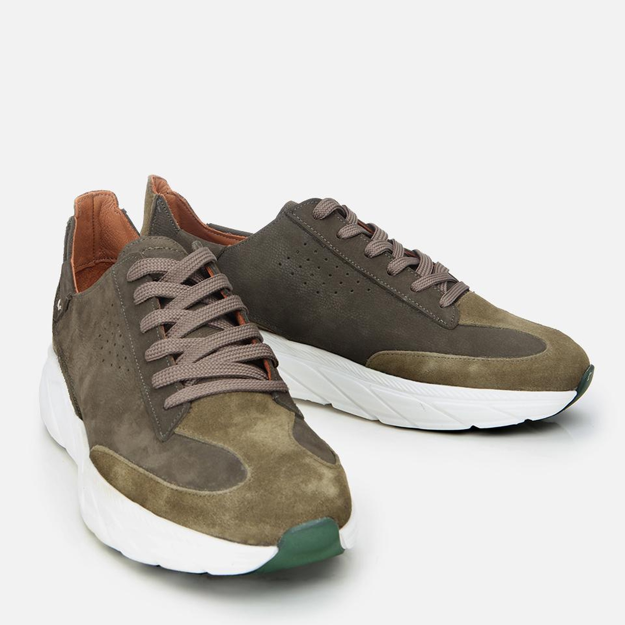 Erkek Nubuk Deri Haki Ultra Hafif Tabanlı Spor Ayakkabı