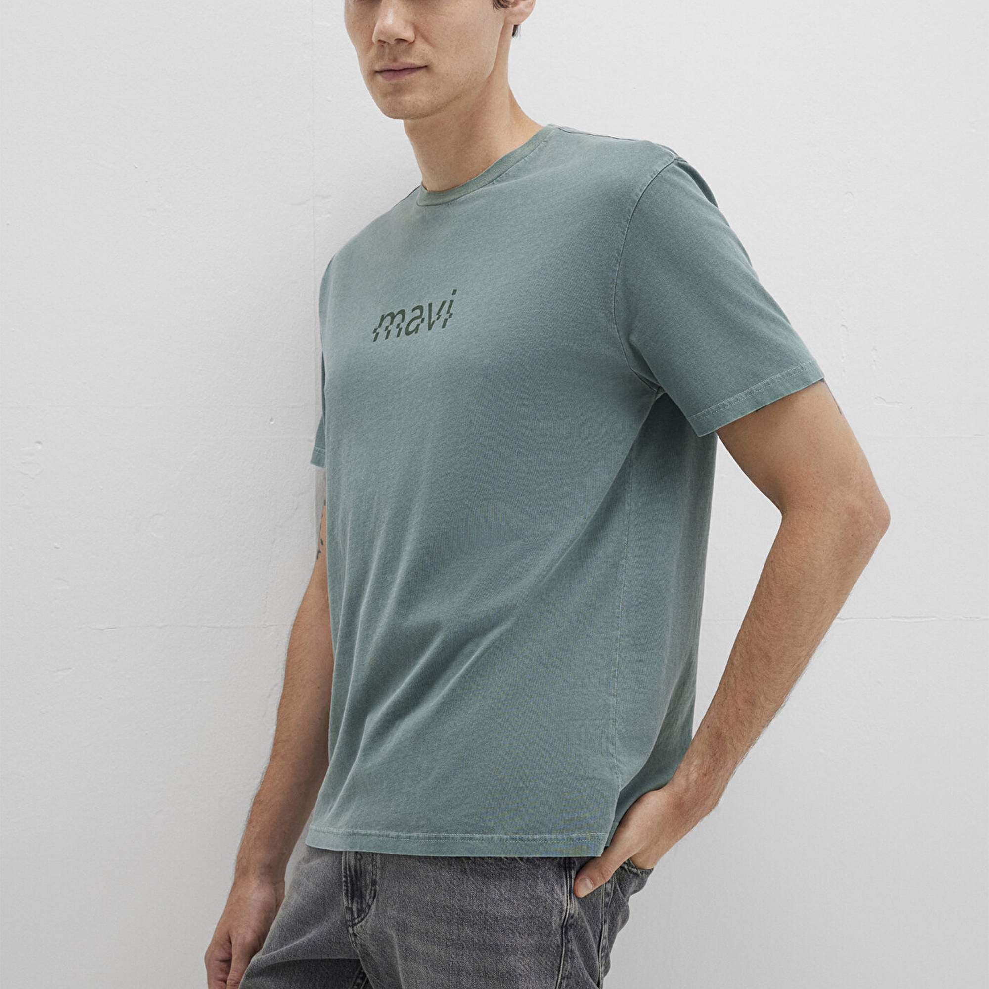 Mavi Mavi Baskılı Yeşil Tişört Loose Fit / Bol Rahat Kesim 0612933-71917