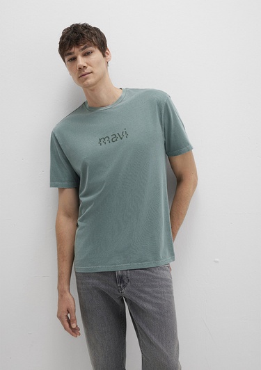  Mavi Mavi Baskılı Yeşil Tişört Loose Fit / Bol Rahat Kesim 0612933-71917