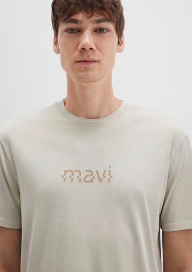  Mavi Mavi Baskılı Bej Tişört Loose Fit / Bol Rahat Kesim 0612933-70134