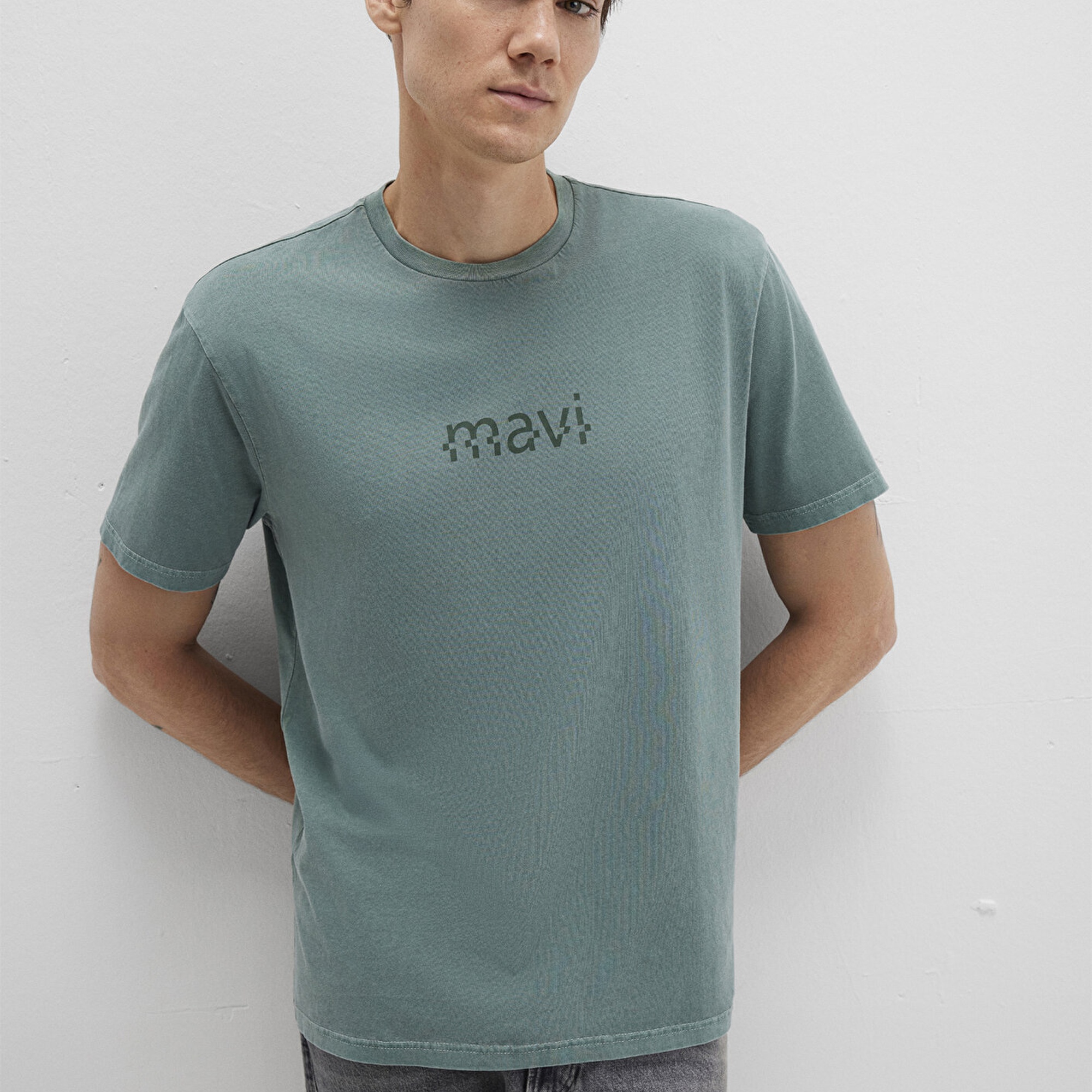 Mavi Mavi Baskılı Yeşil Tişört Loose Fit / Bol Rahat Kesim 0612933-71917