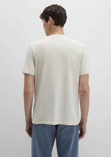  Mavi Mavi Logo Baskılı Bej Tişört Regular Fit / Normal Kesim 0612896-70134