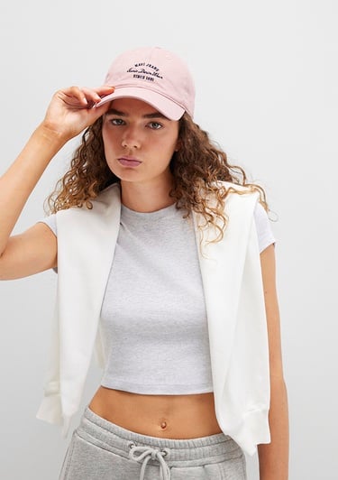  Mavi Nakışlı Pembe Şapka 1913465-17865