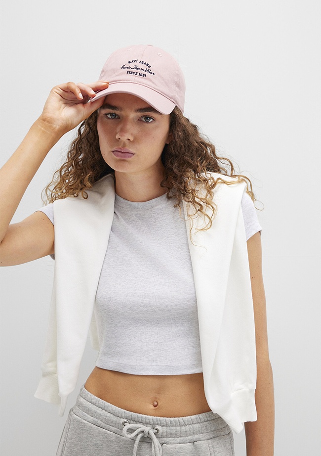  Mavi Nakışlı Pembe Şapka 1913465-17865