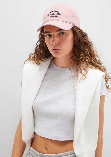  Mavi Nakışlı Pembe Şapka 1913465-17865