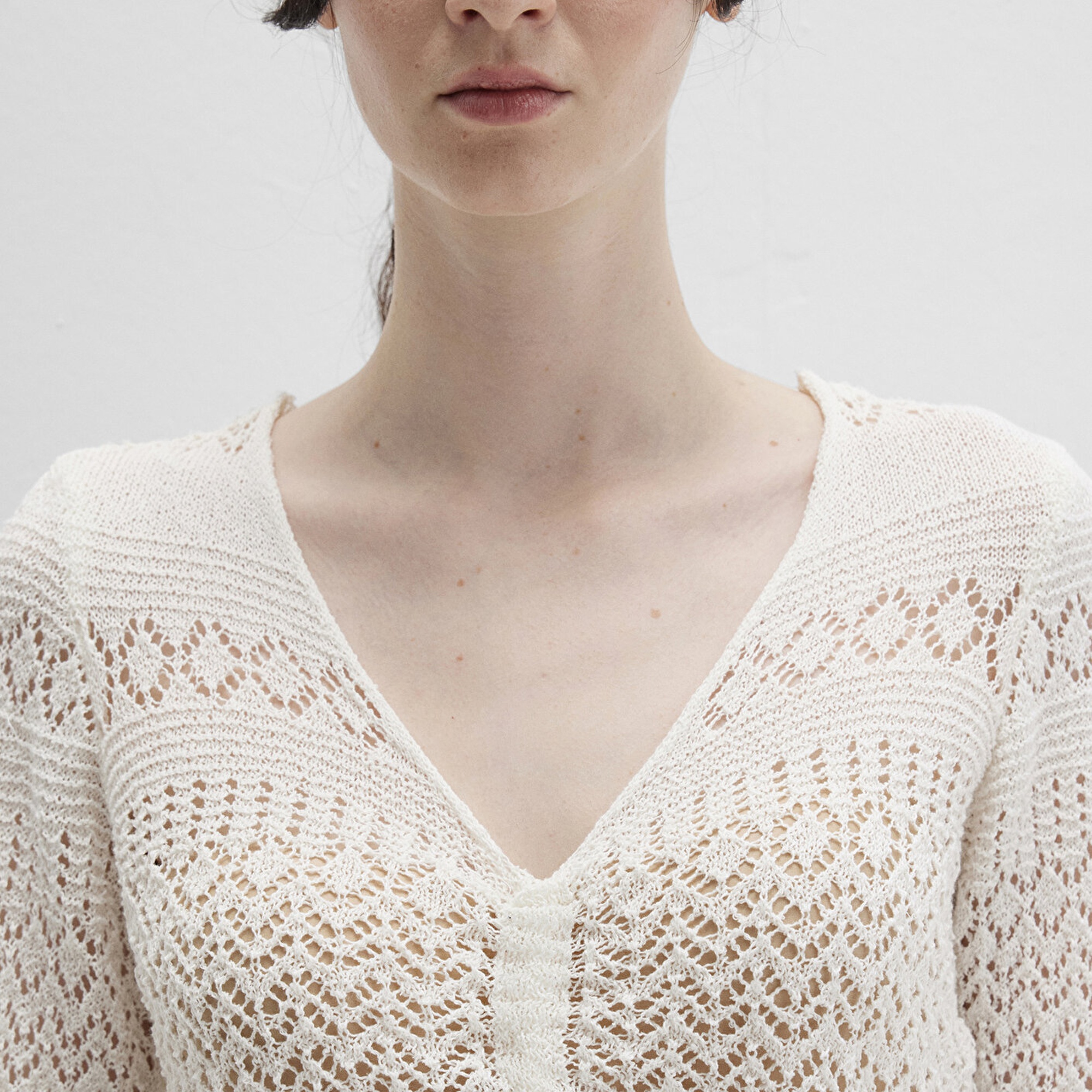 Mavi Bağcıklı Ekru Triko Top 1710758-70057