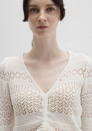  Mavi Bağcıklı Ekru Triko Top 1710758-70057