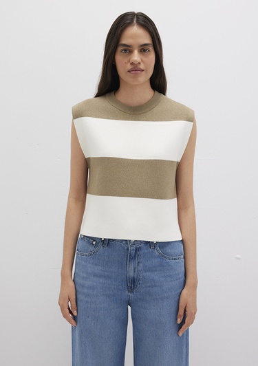  Mavi Blok Çizigli Kolsuz Kazak Regular Fit / Normal Kesim 1710695-90640