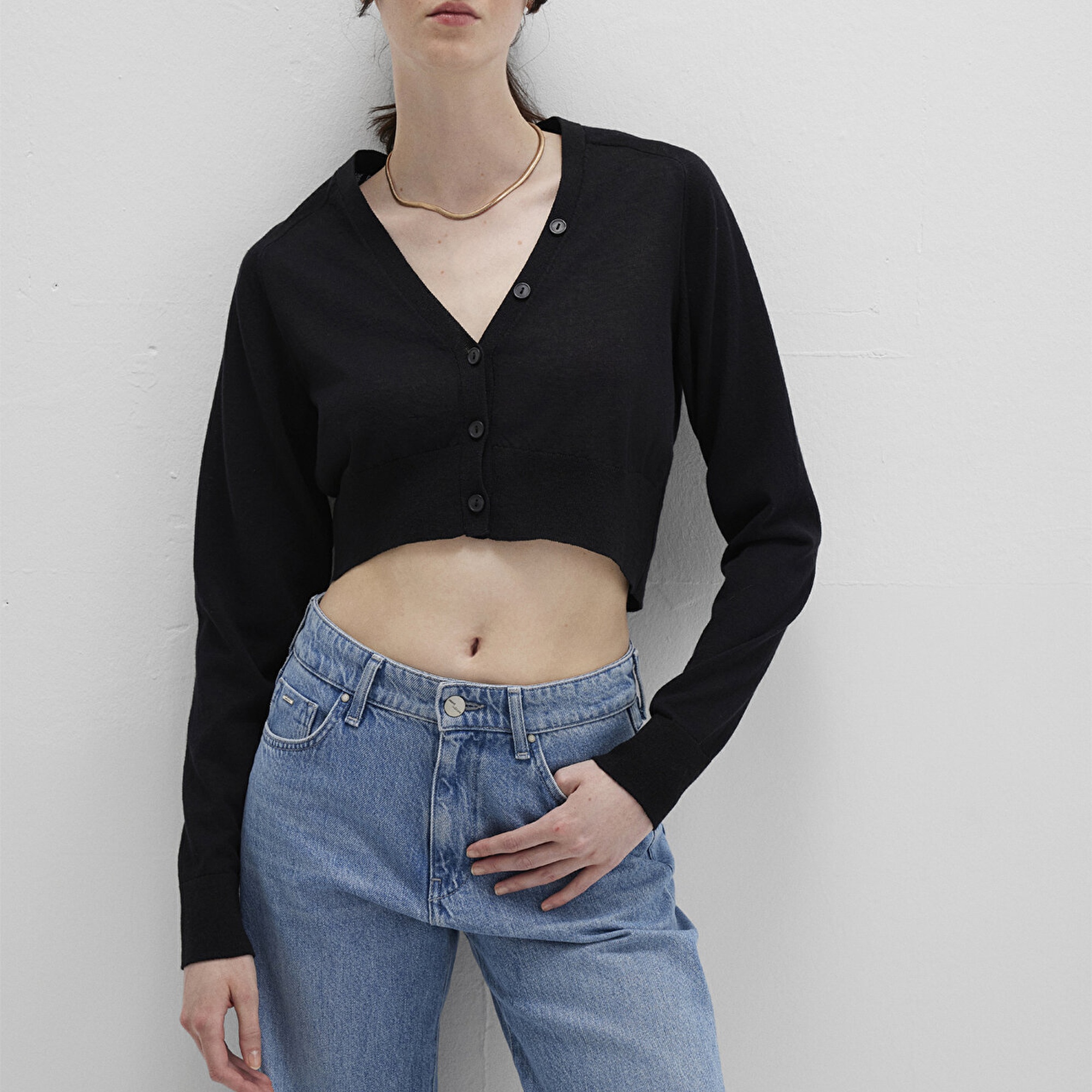 Mavi Siyah Crop Hırka Crop / Kısa Kesim 1710690-900