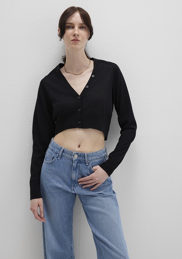  Mavi Siyah Crop Hırka Crop / Kısa Kesim 1710690-900