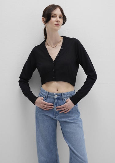  Mavi Siyah Crop Hırka Crop / Kısa Kesim 1710690-900