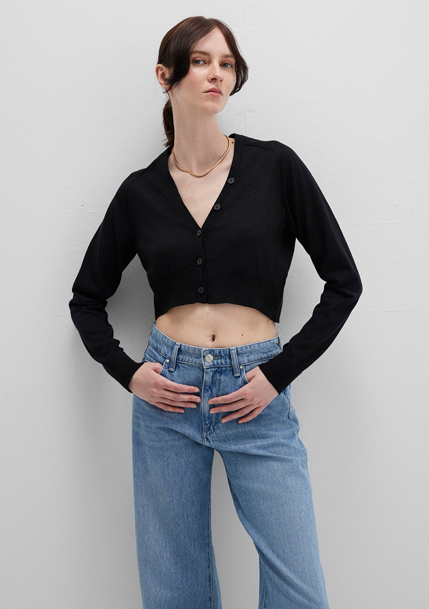  Mavi Siyah Crop Hırka Crop / Kısa Kesim 1710690-900