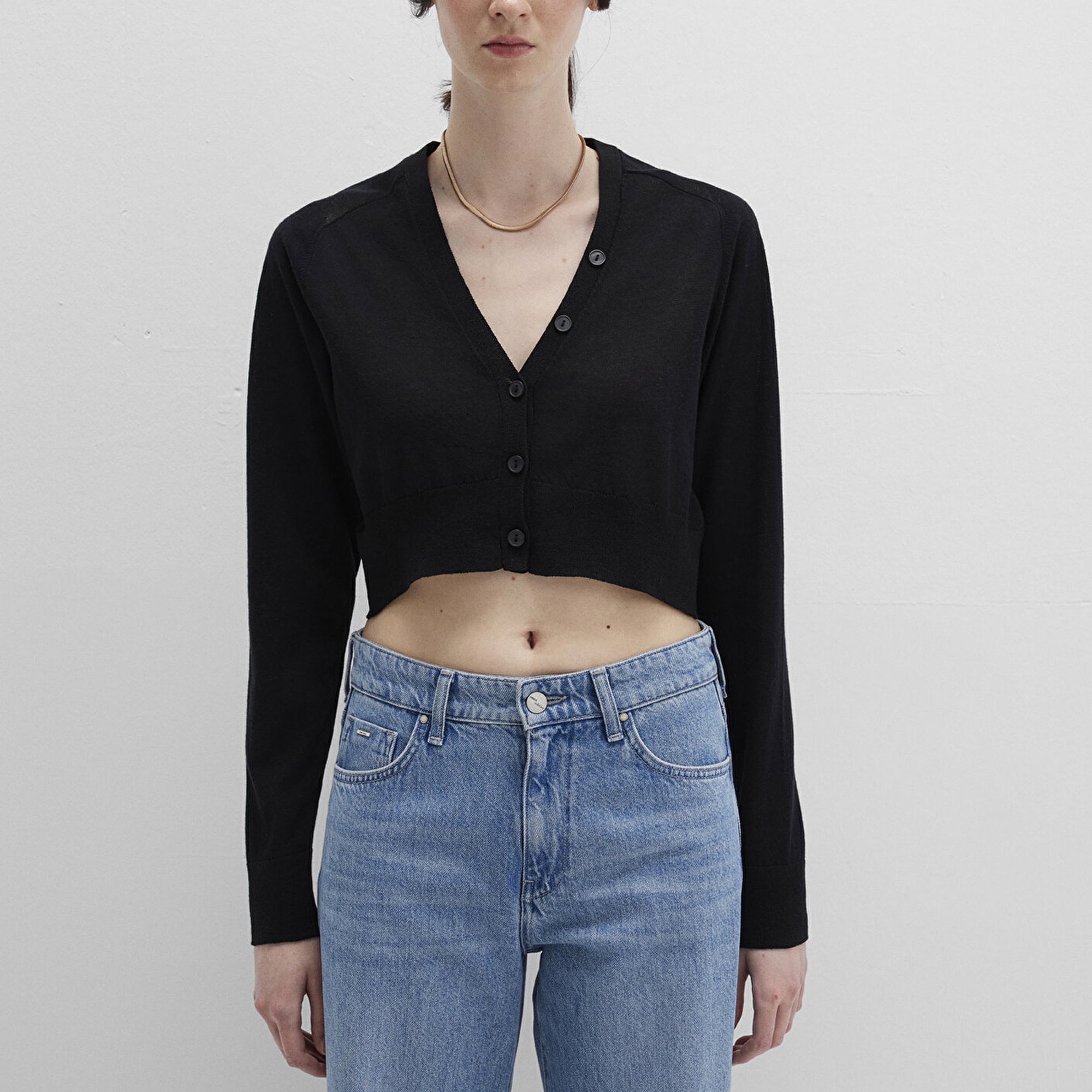 Mavi Siyah Crop Hırka Crop / Kısa Kesim 1710690-900