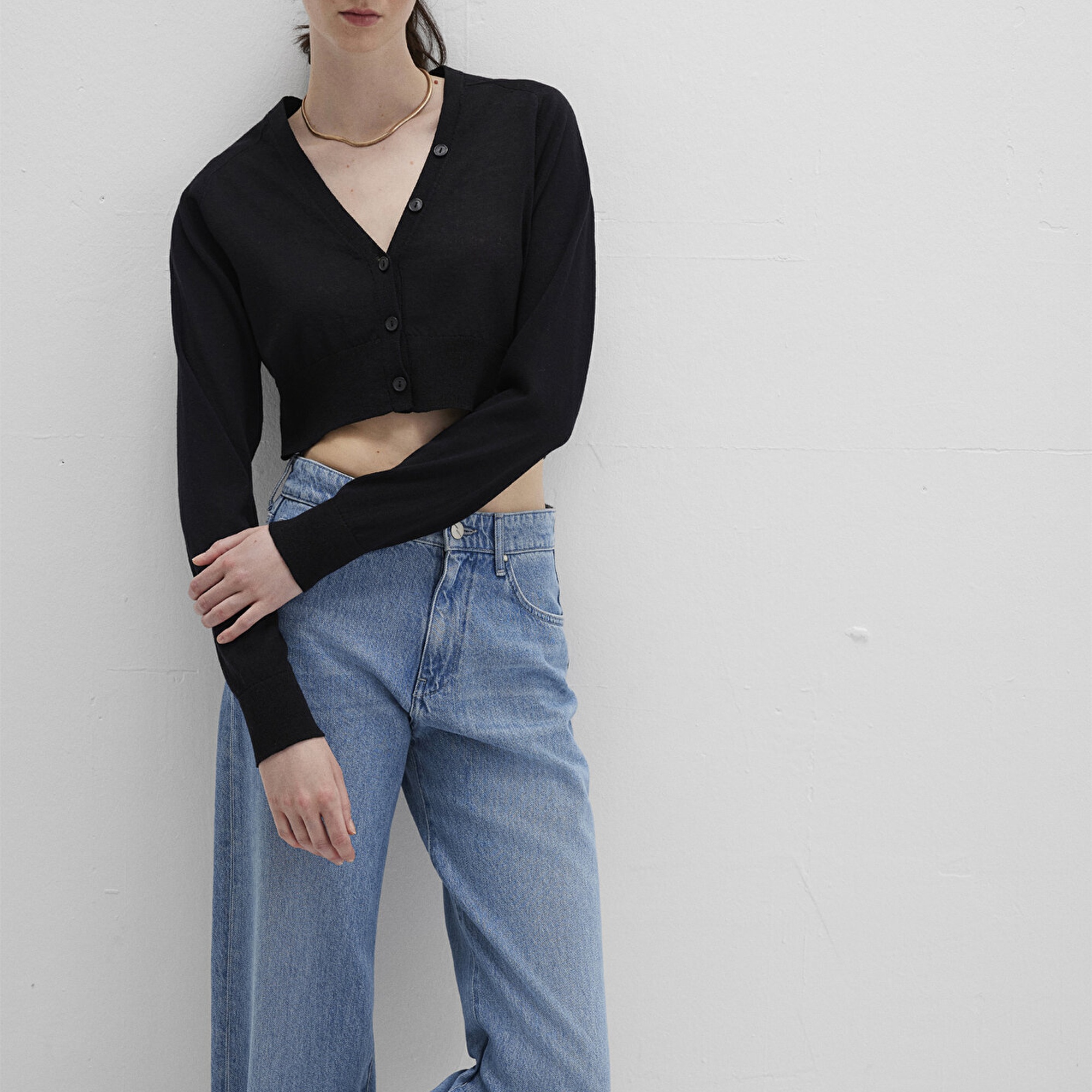 Mavi Siyah Crop Hırka Crop / Kısa Kesim 1710690-900