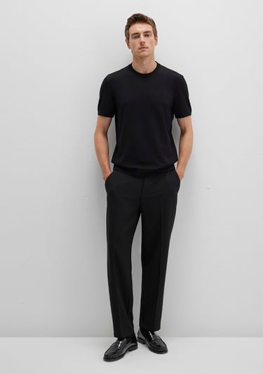  Mavi Kısa Kollu Siyah Triko Fitted / Vücuda Oturan Kesim 0710250-900