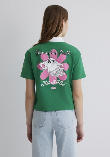  Mavi Tazmanya Baskılı Yeşil Tişört Regular Fit / Normal Kesim 1613356-90731