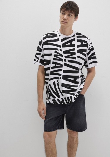  Mavi Mavi Logo Baskılı Siyah Tişört Oversize / Geniş Kesim 0610629-900