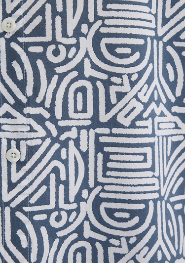  Mavi Baskılı Mavi Gömlek Loose Fit / Bol Rahat Kesim 0211595-90733