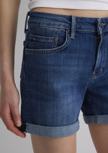  Mavi Pixie Casual Koyu Mavi Jean Şort 1437090726