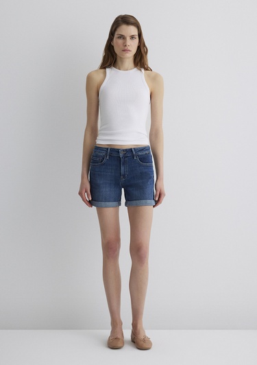  Mavi Pixie Casual Koyu Mavi Jean Şort 1437090726