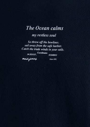  Mavi Baskılı Lacivert Tişört Loose Fit / Bol Rahat Kesim 0612796-70490