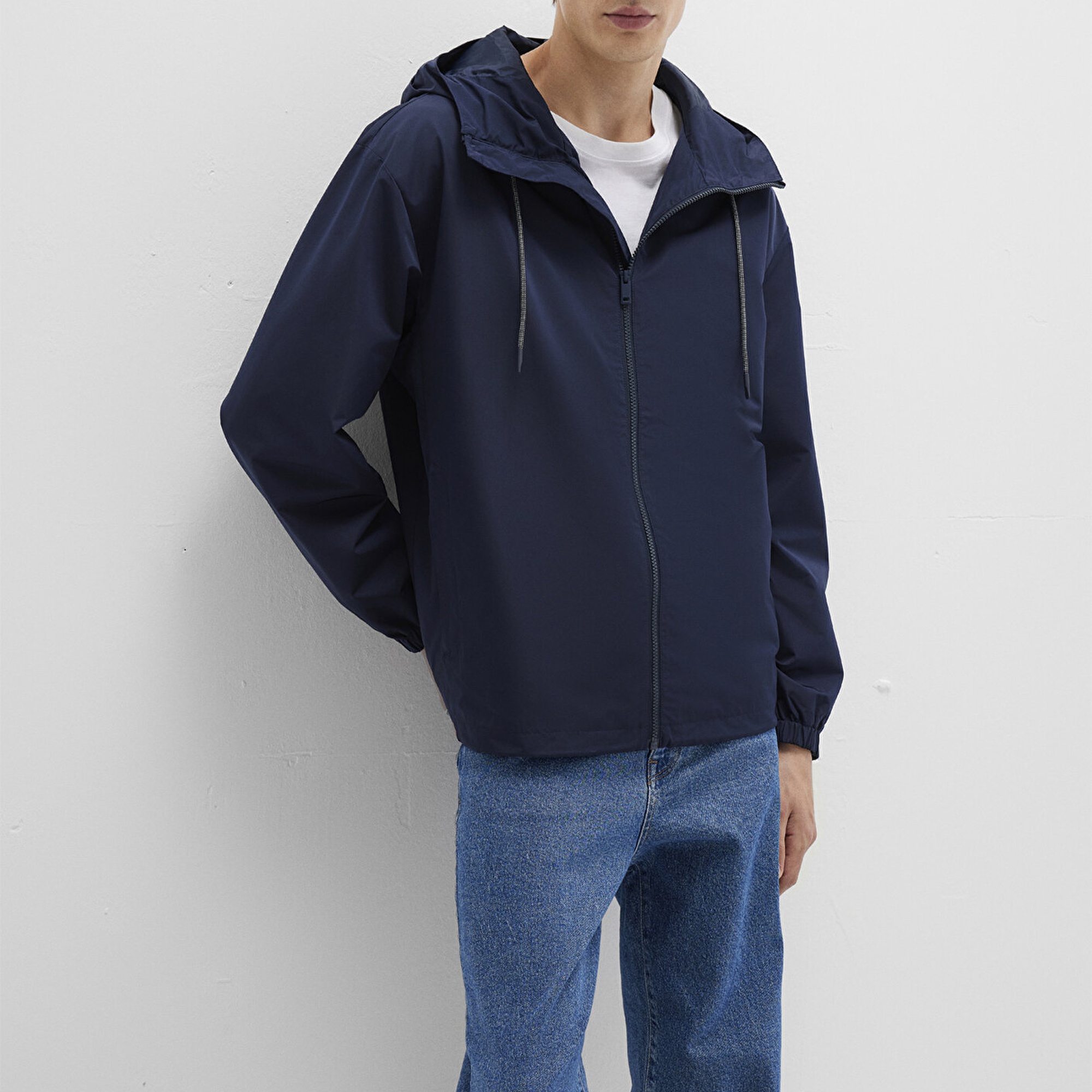 Mavi Kapüşonlu Lacivert Ceket Oversize / Geniş Kesim 0110641-86623