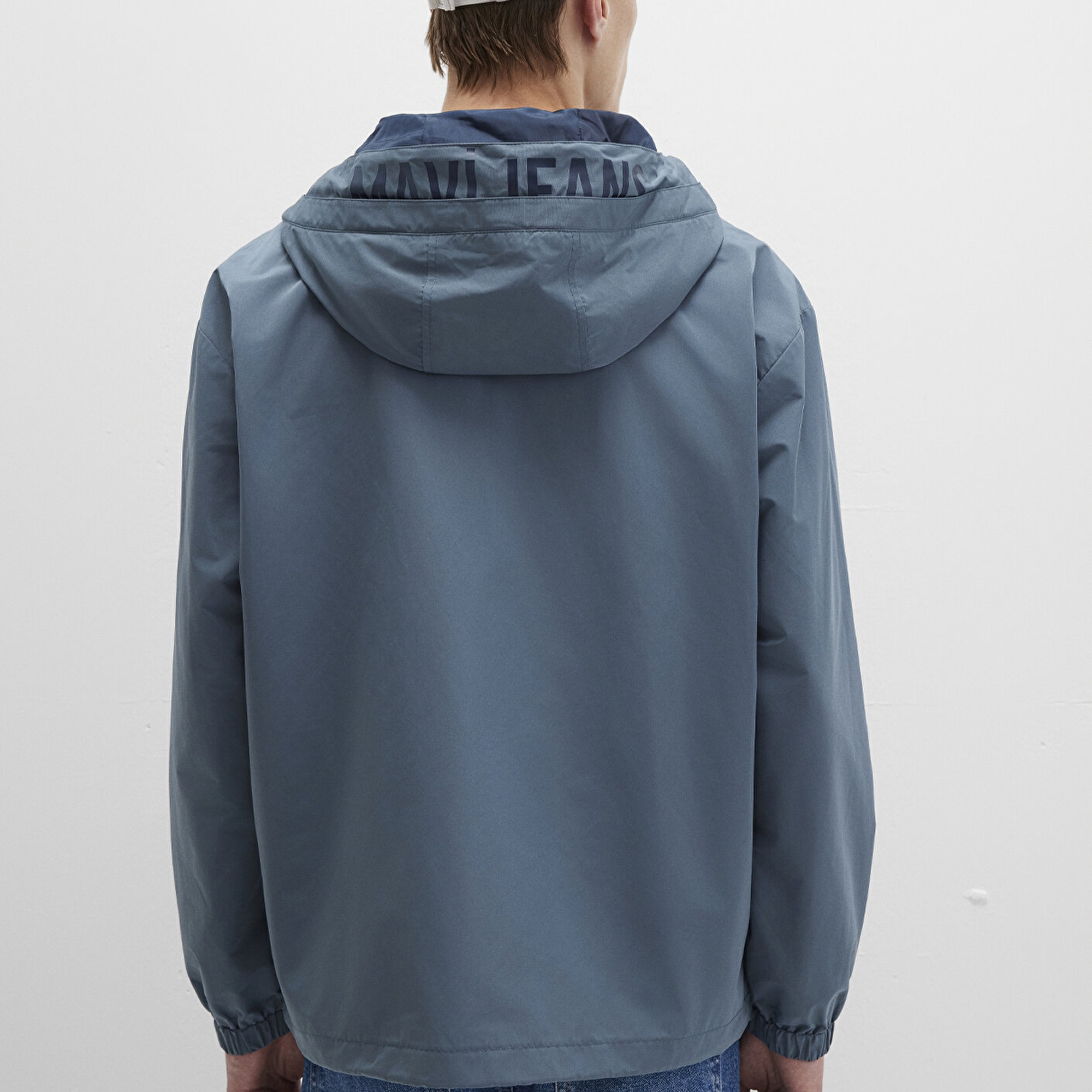 Mavi Kapüşonlu Mavi Ceket Oversize / Geniş Kesim 0110641-80889