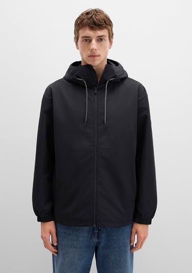  Mavi Kapüşonlu Siyah Ceket Oversize / Geniş Kesim 0110641-71379