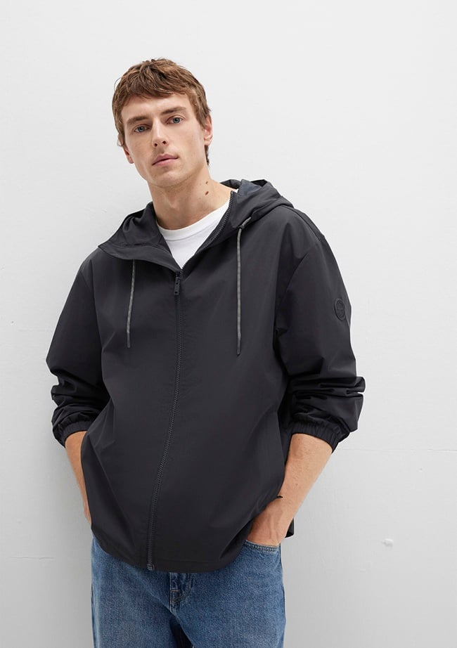  Mavi Kapüşonlu Siyah Ceket Oversize / Geniş Kesim 0110641-71379