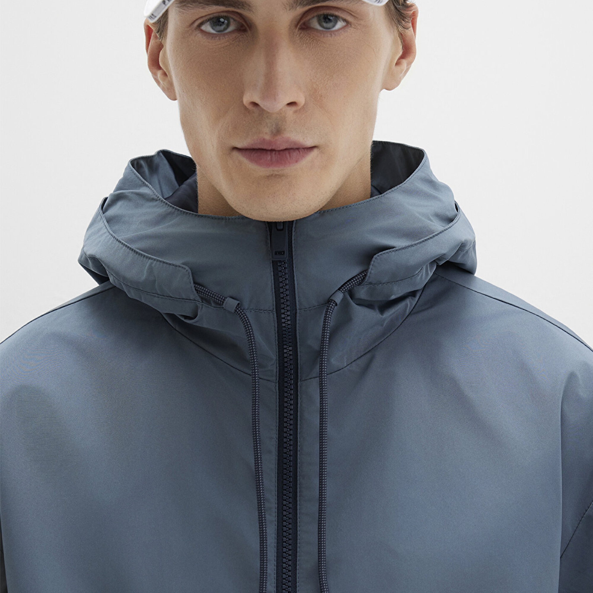 Mavi Kapüşonlu Mavi Ceket Oversize / Geniş Kesim 0110641-80889