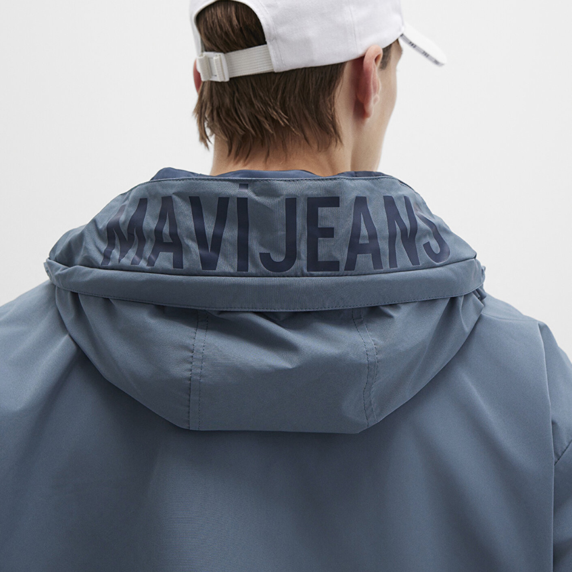 Mavi Kapüşonlu Mavi Ceket Oversize / Geniş Kesim 0110641-80889