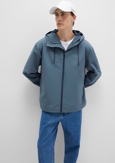  Mavi Kapüşonlu Mavi Ceket Oversize / Geniş Kesim 0110641-80889