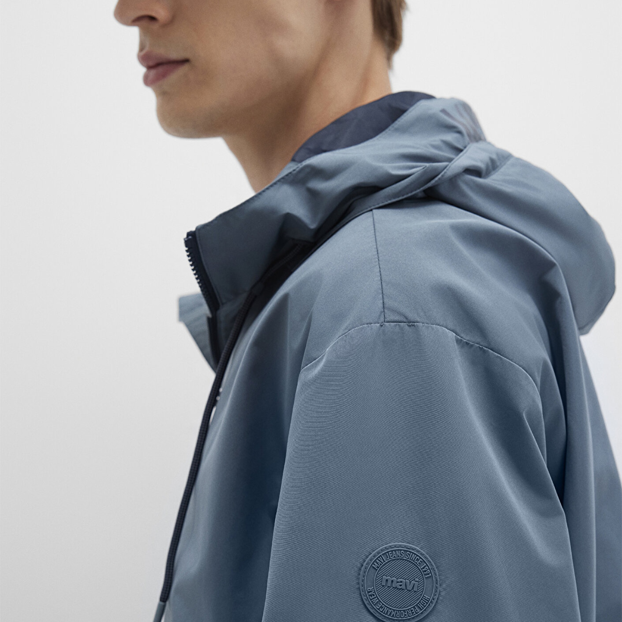 Mavi Kapüşonlu Mavi Ceket Oversize / Geniş Kesim 0110641-80889