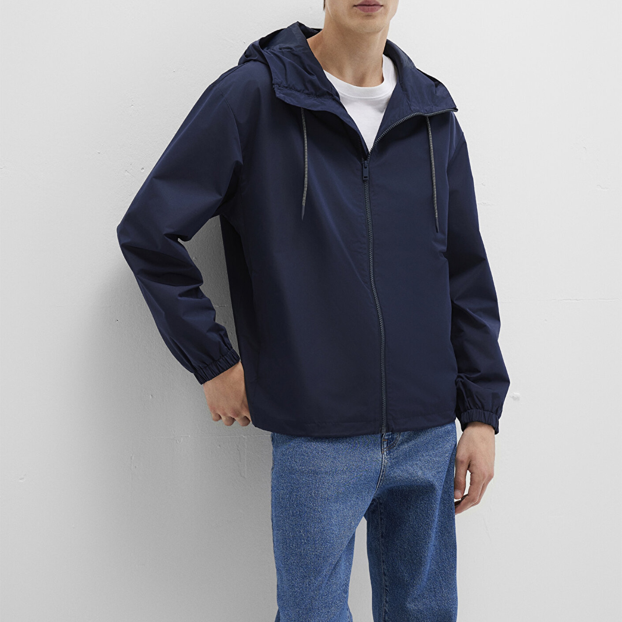 Mavi Kapüşonlu Lacivert Ceket Oversize / Geniş Kesim 0110641-86623