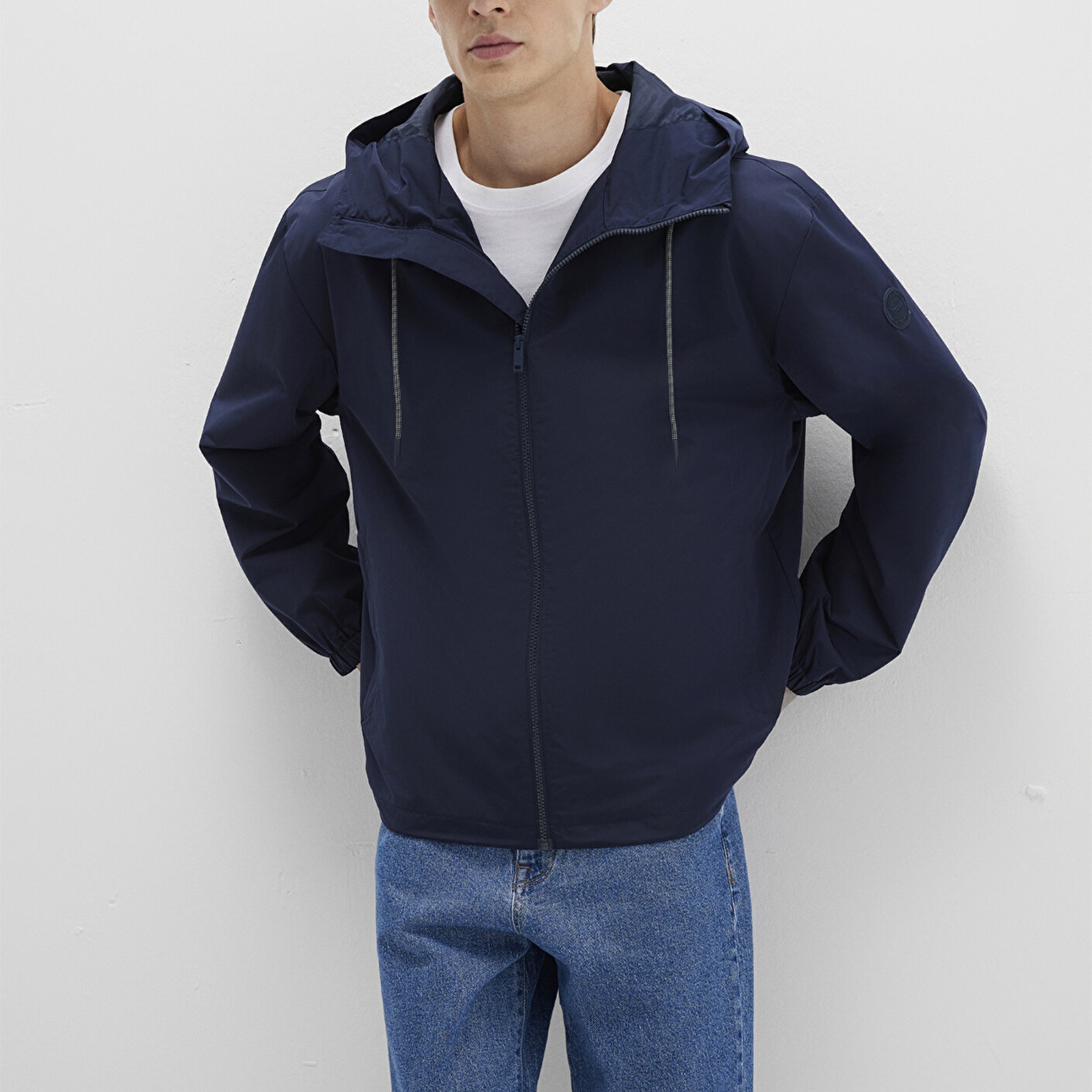 Mavi Kapüşonlu Lacivert Ceket Oversize / Geniş Kesim 0110641-86623