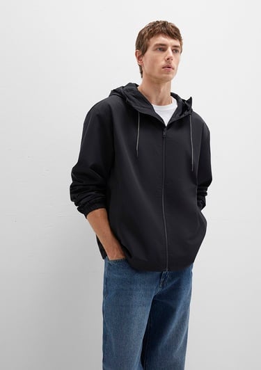  Mavi Kapüşonlu Siyah Ceket Oversize / Geniş Kesim 0110641-71379