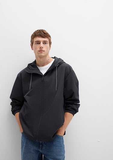  Mavi Kapüşonlu Siyah Ceket Oversize / Geniş Kesim 0110641-71379