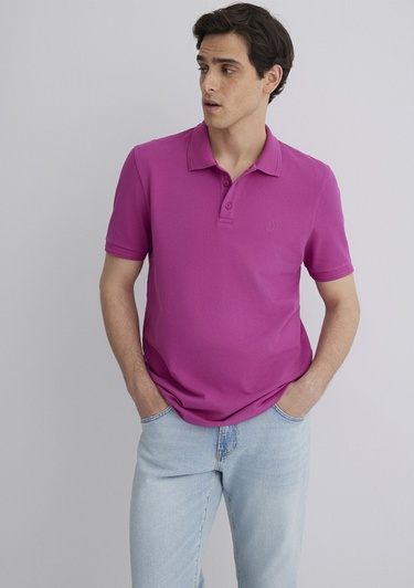  Mavi Pembe Polo Tişört Slim Fit / Dar Kesim 064946-70934