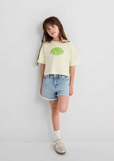  Mavi Baskılı Batik Yeşil Tişört Loose Fit / Bol Rahat Kesim 7610324-90385