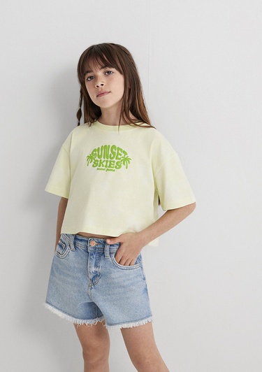  Mavi Baskılı Batik Yeşil Tişört Loose Fit / Bol Rahat Kesim 7610324-90385