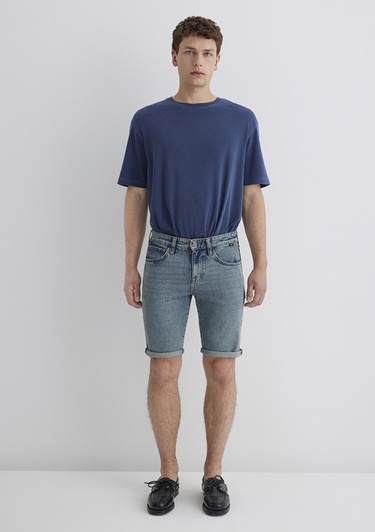  Mavi Tim Street Gölgeli Indigo Mavisi Jean Şort 0428489645